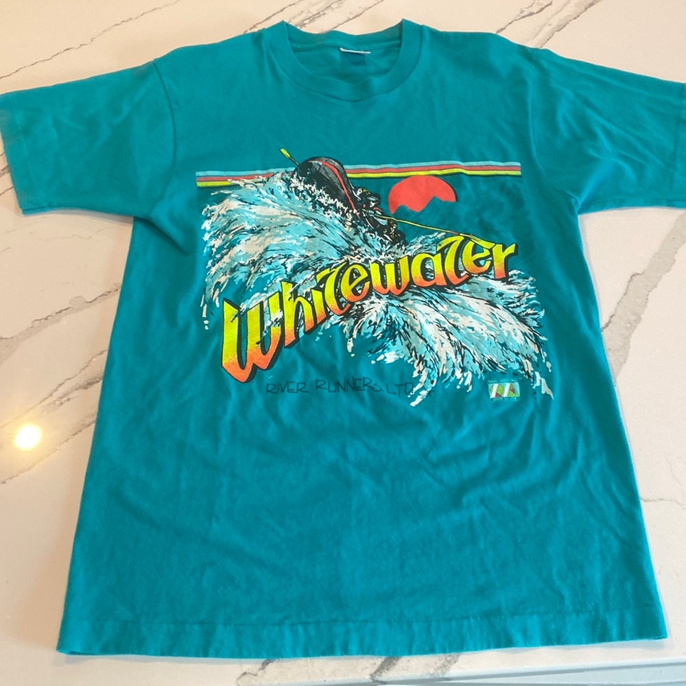 Whitewater Rafting Single Stitch USA T-Shirt Size L